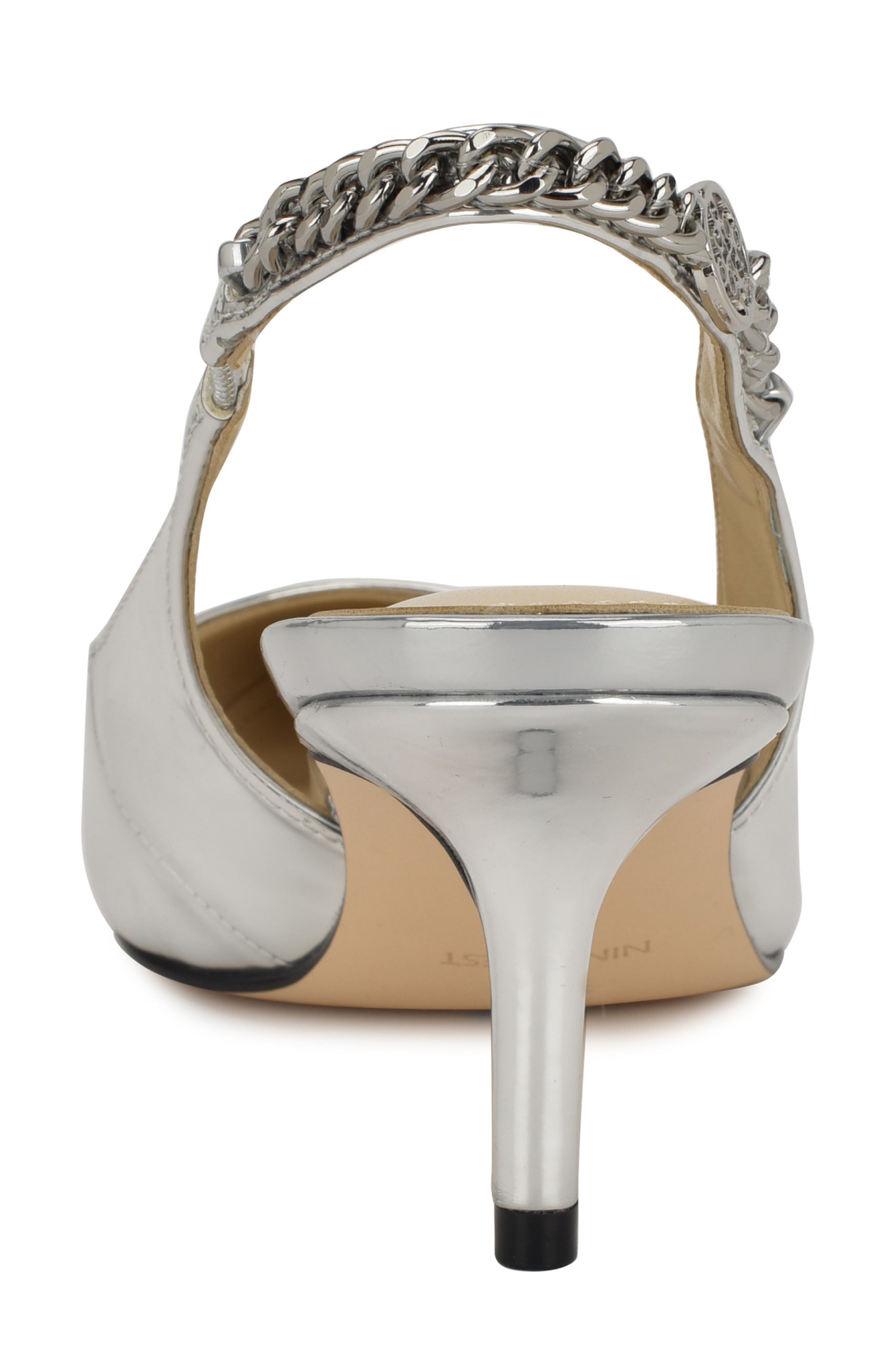 Nine West Annae Slingback Pointed Toe Pump, Alternate, color, Silver