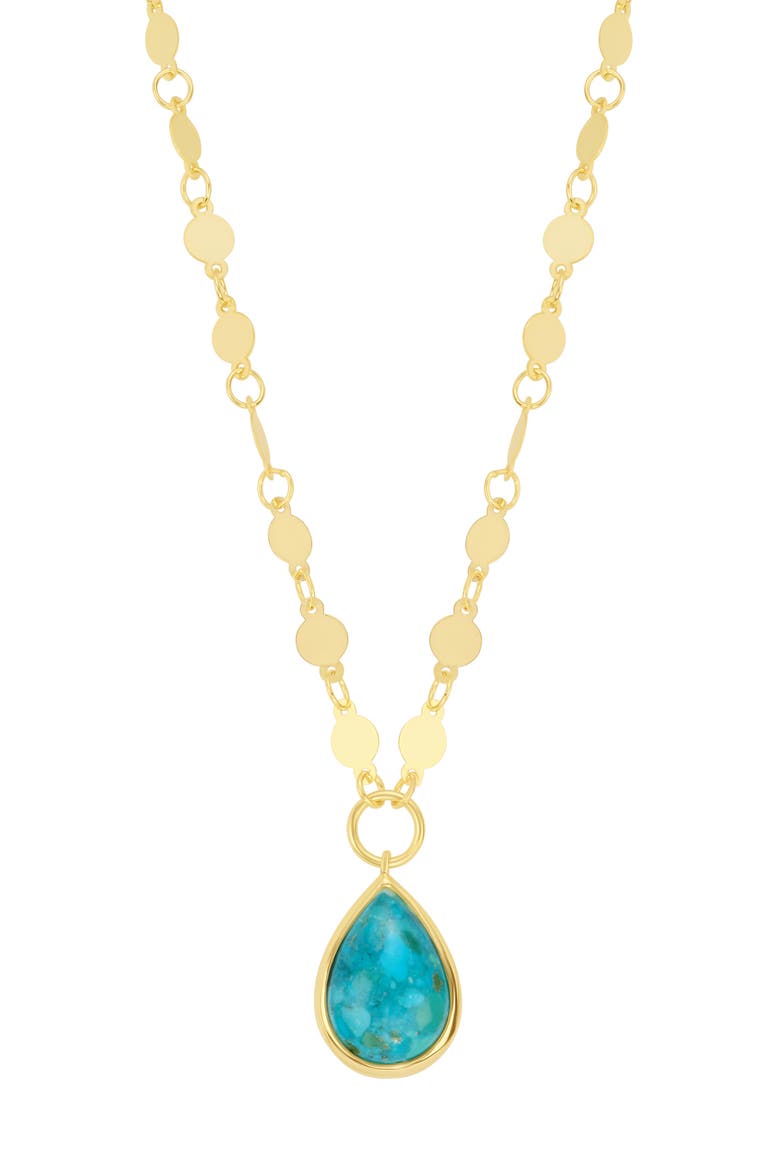 Flat Disc Turquoise Pendant Necklace, Main, color, TURQUOISE/ GOLD