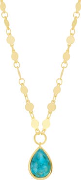 ATHRA LUXE Flat Disc Turquoise Pendant Necklace