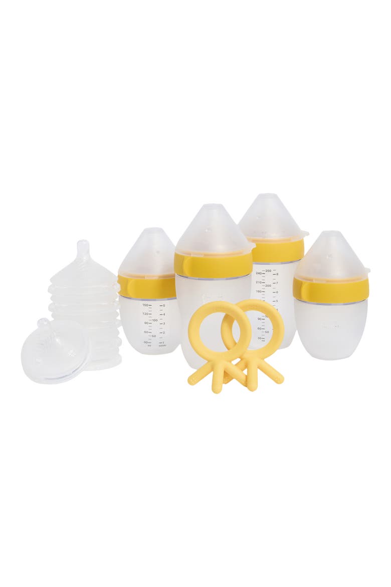 Newborn Starter Baby Bottle & Teething Ring Set, Main, color, YELLOW