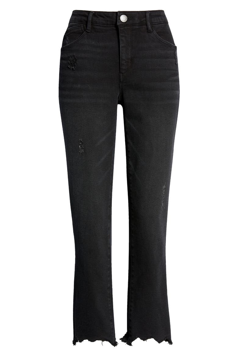 'Ab'Solution Chew Hem Straight Leg Jeans (Nordstrom Exclusive), Alternate, color, BLACK