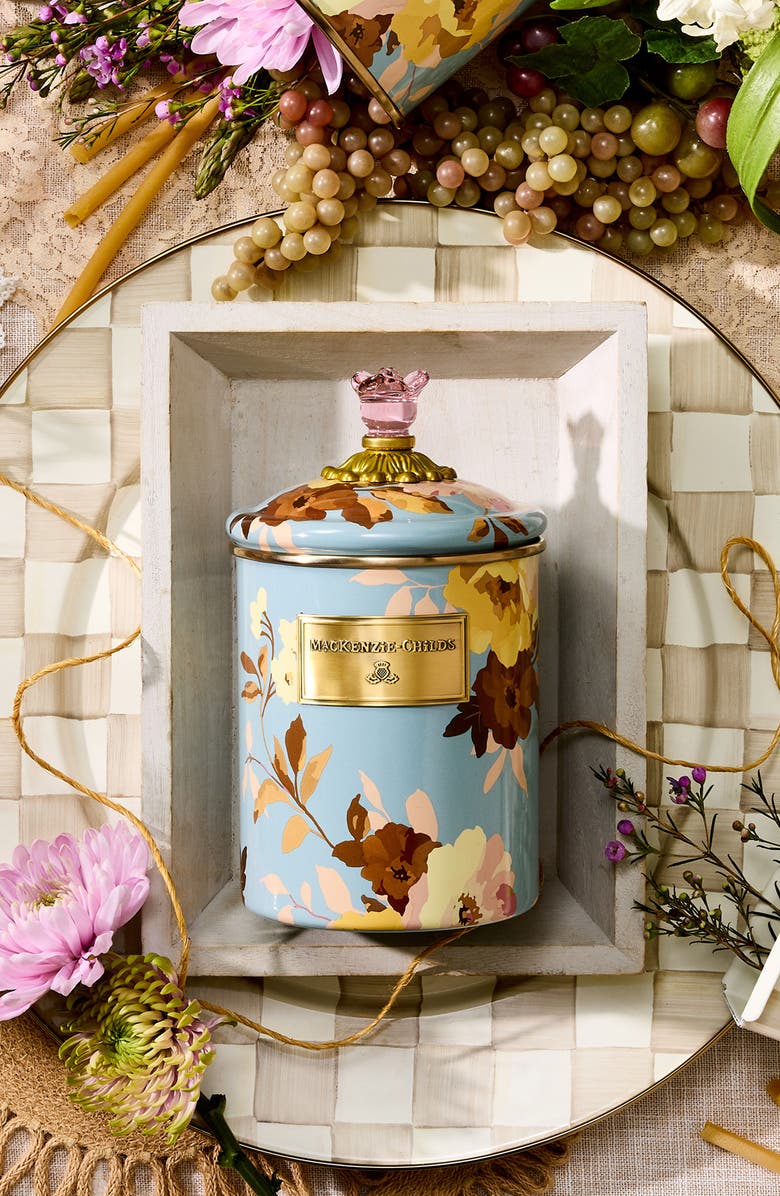 MACKENZIE CHILDS Wild Rose Slate Medium Canister, Alternate, color, Blue