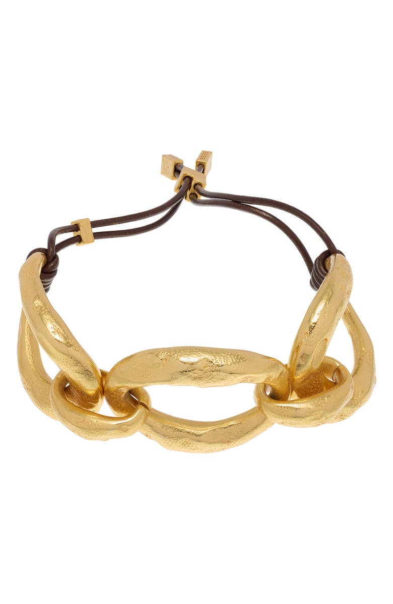 Reiss Monika Molten Link Bracelet, Main, color, Gold Tone/ Brown