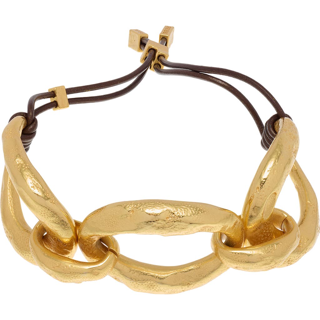 Reiss Monika Molten Link Bracelet In Gold Tone/brown