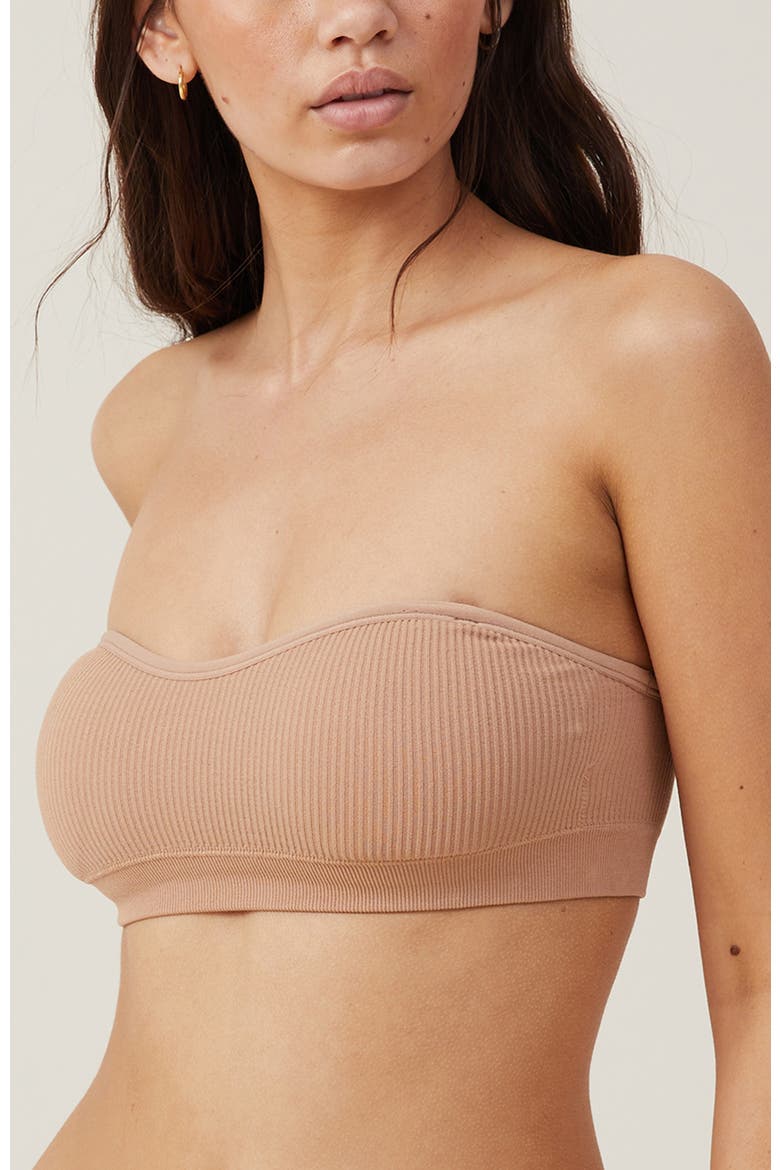 Women's Seamless Sweetheart Padded Bandeau, Main, color, Maple Sugar