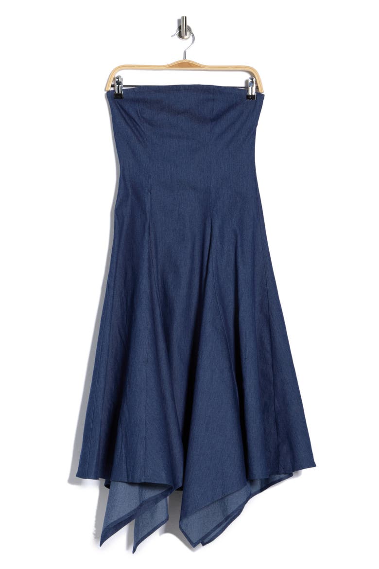 Tia Strapless Midi Dress, Alternate, color, BLUE