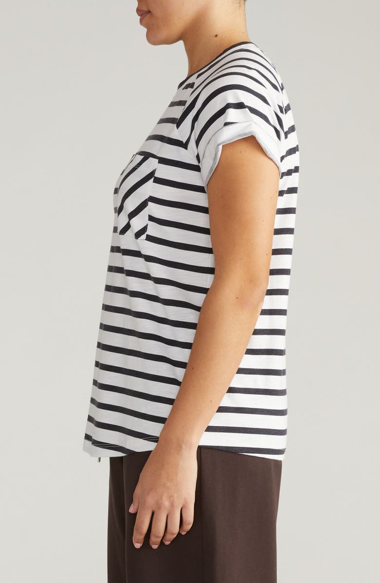 Universal Standard Light As Air Short Sleeve T-Shirt, Alternate, color, Zen Black/ White