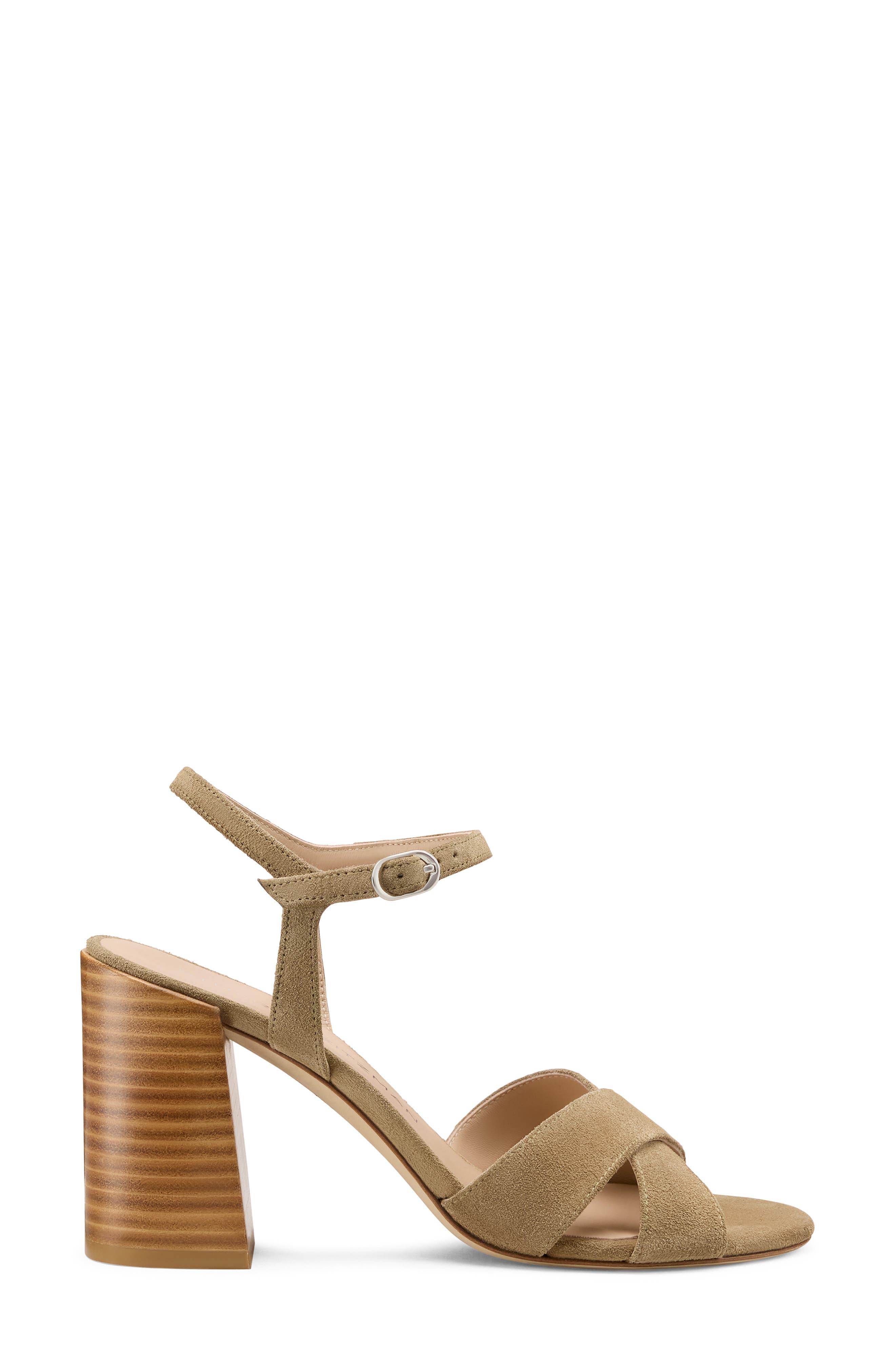 Stuart Weitzman Alyssa Ankle Strap Sandal, Alternate, color, Golden Olive/ New Camel