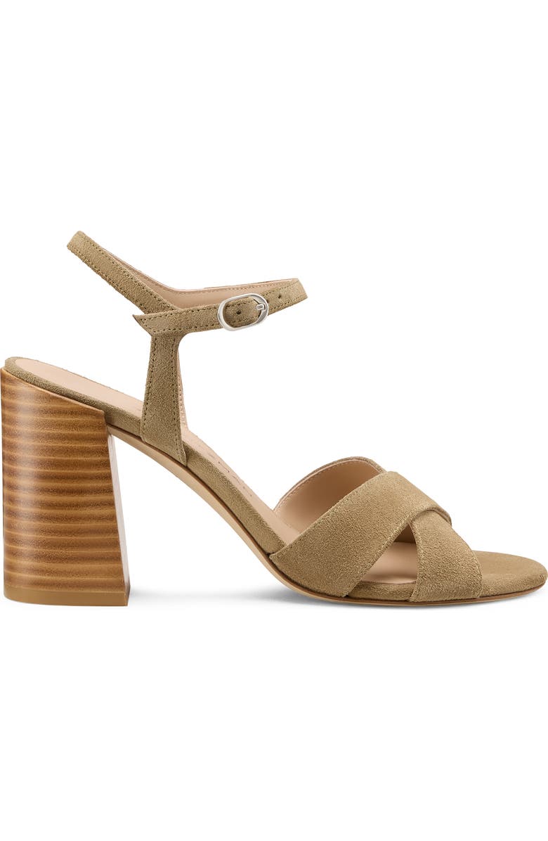 Stuart Weitzman Alyssa Ankle Strap Sandal, Alternate, color, Golden Olive/ New Camel
