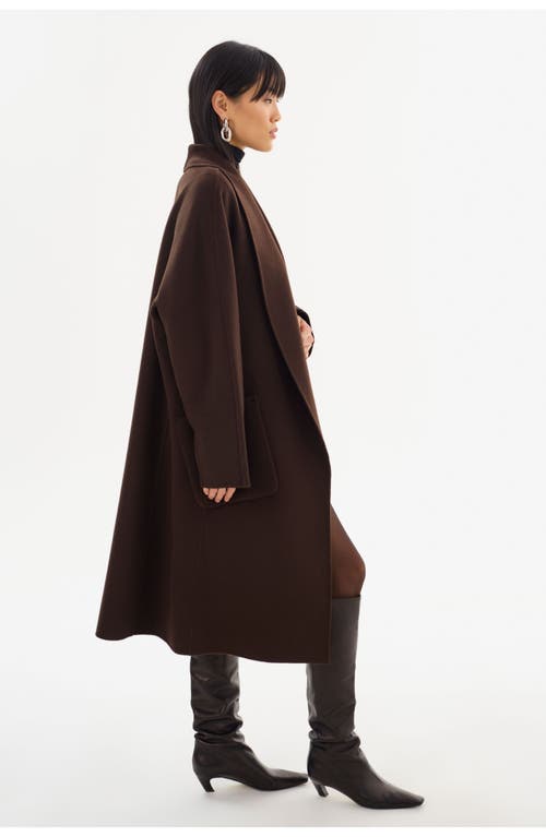 Lamarque Thara | Shawl Collar Wool Coat In Brown