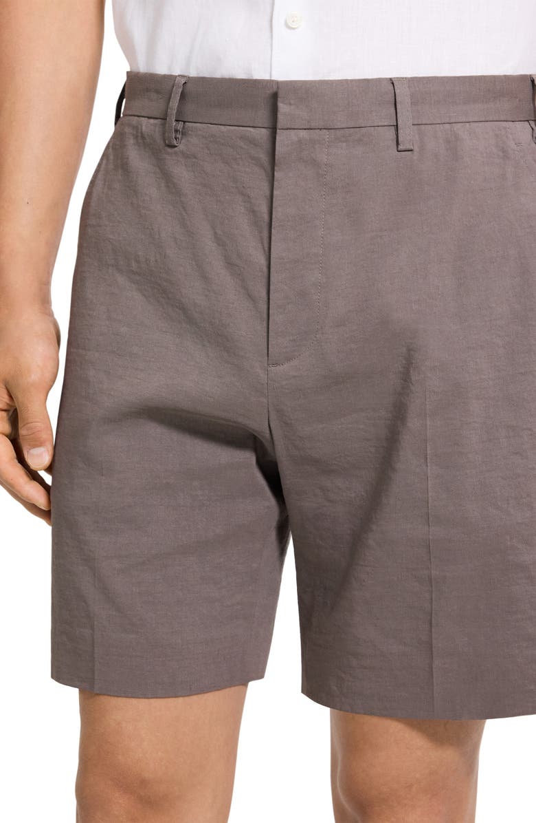 Theory Stretch Linen Blend Shorts, Alternate, color, Morel
