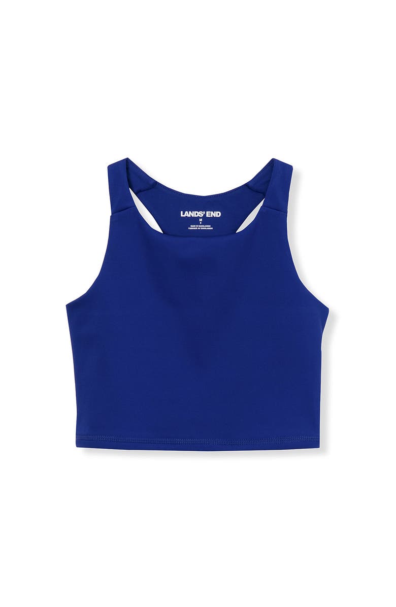 Lands' End Girls Active Crop Tank, Main, color, Deep Blue