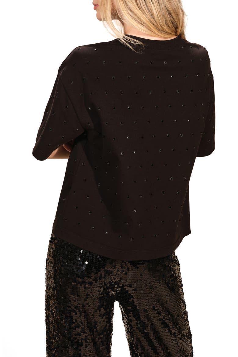 Rhinestone Stretch Cotton T-Shirt, Alternate, color, BLACK