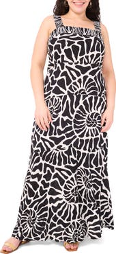 Vince Camuto Print Square Neck Sleeveless Maxi Dress