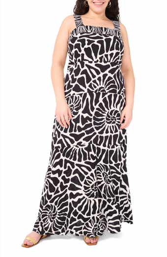 Vince Camuto Print Square Neck Sleeveless Maxi Dress