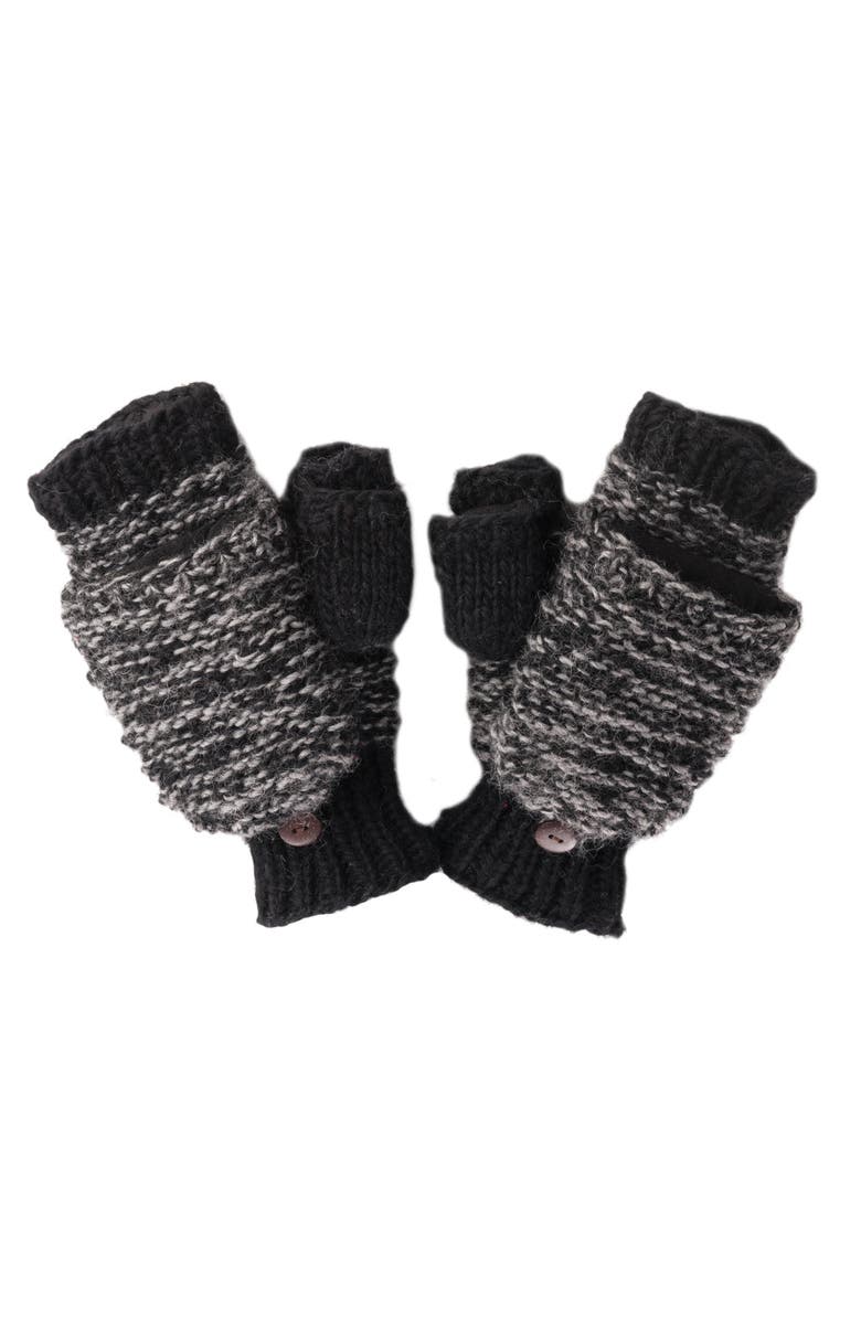 Nirvanna Designs Speckle Knit Mittens, Main, color, Black