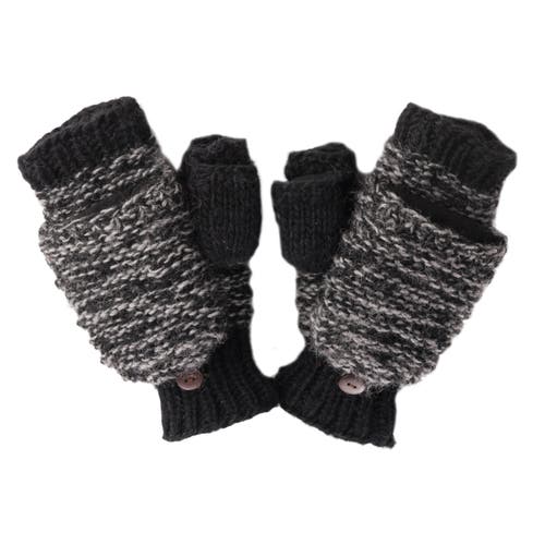 Nirvana Designs Speckle Knit Mittens In Black