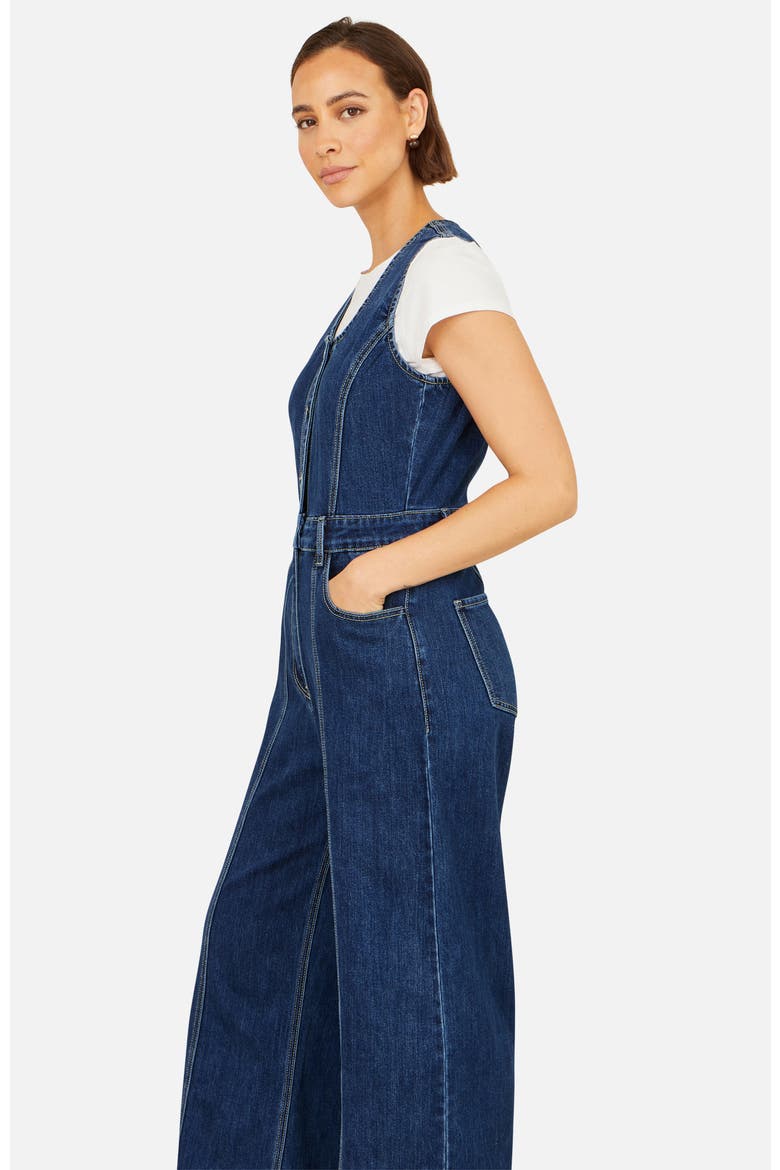 Denim Stretch Fitted Jumpsuit, Alternate, color, Blue