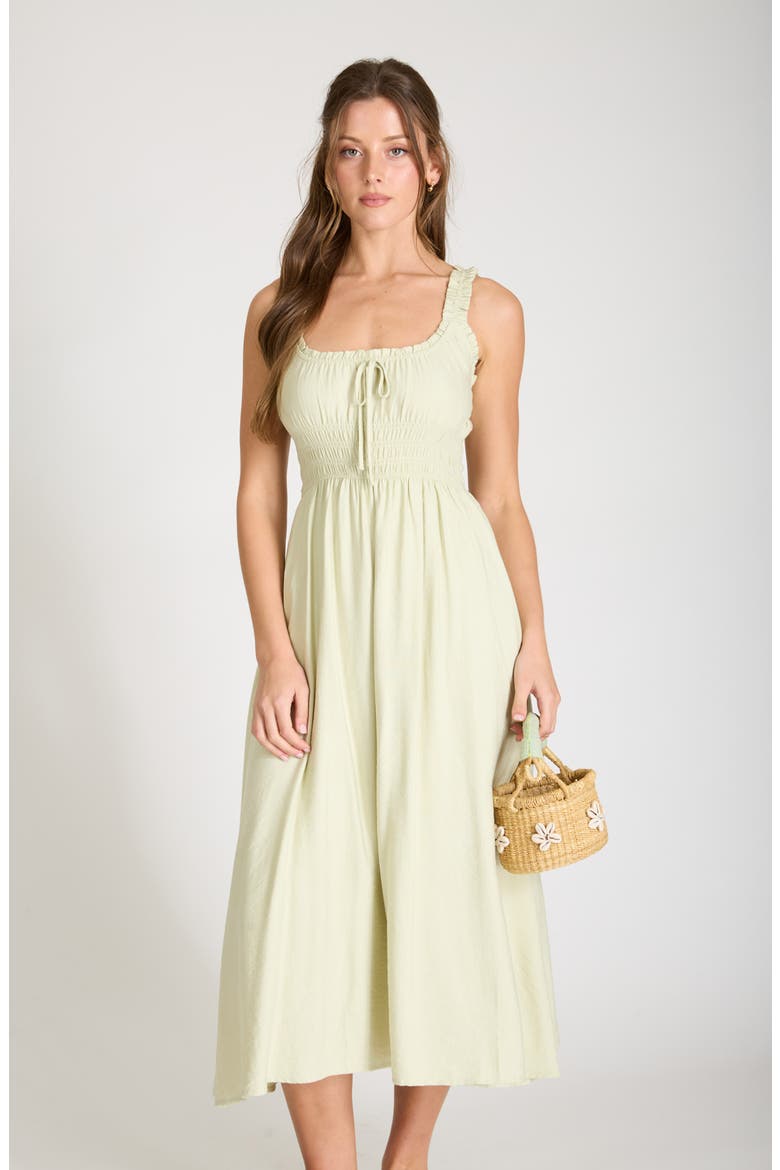 Shirred Midi Dress, Alternate, color, SAGE