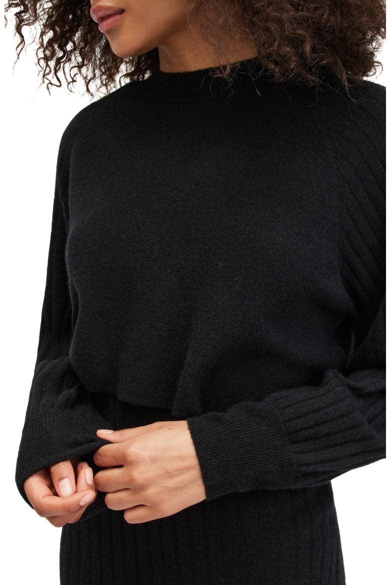 Margot Two-Piece Rib Crop Sweater & Midi Sweater Dress, Alternate, color, DOE BROWN