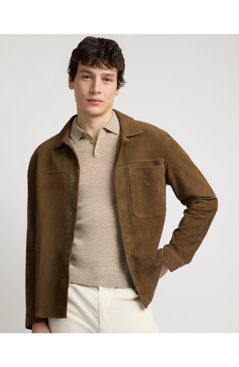 Onia Suede Work Overshirt, Main, color, Doe