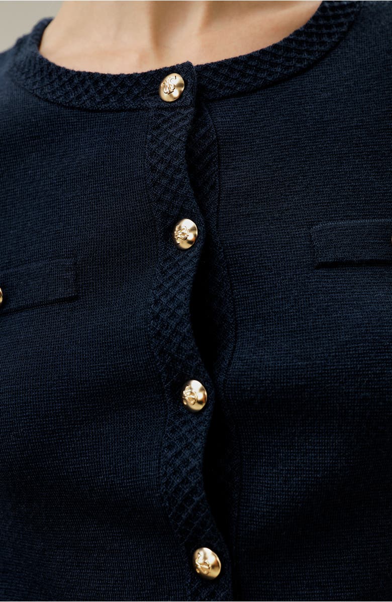 Lilysilk Wool Button-Front Sweater Lady Jacket, Alternate, color, Navy Blue