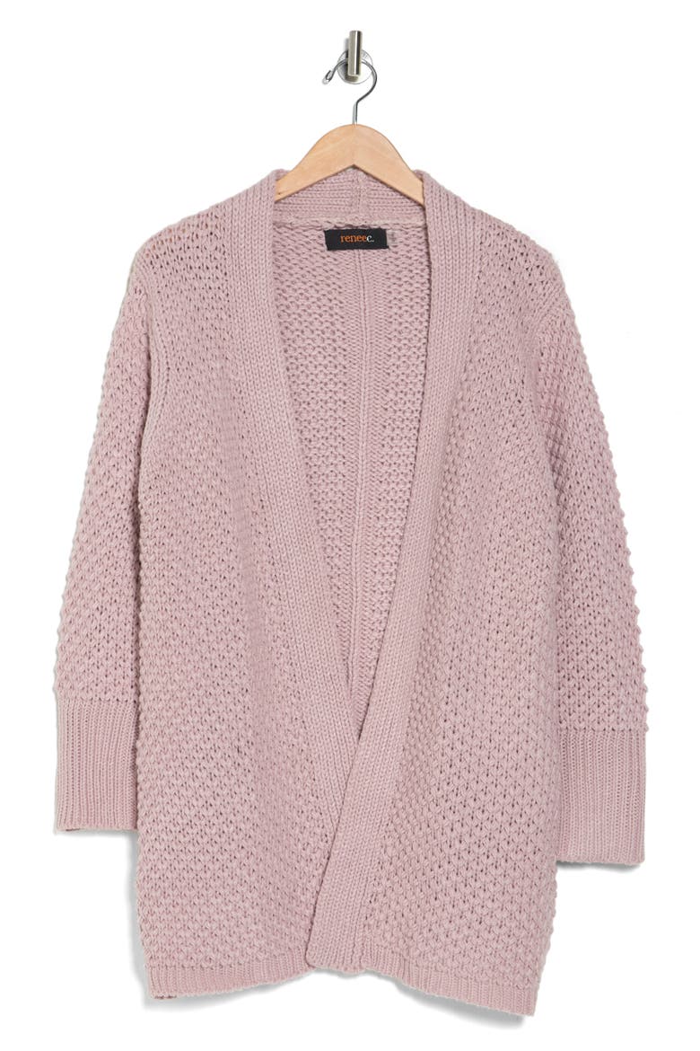 Open Front Sweater Cardigan, Alternate, color, PINK