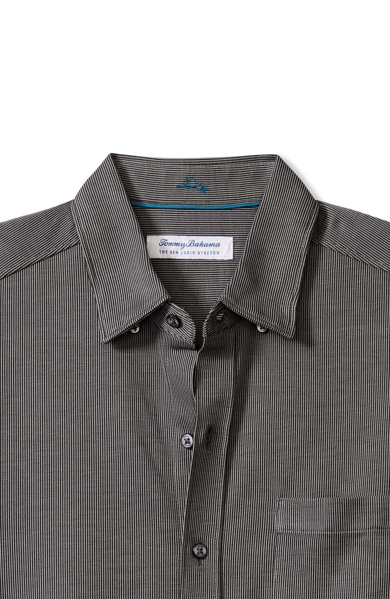 Tommy Bahama San Lucio Sol Stripe IslandZone<sup>®</sup> Cotton Blend Button-Up Shirt, Alternate, color, Coal