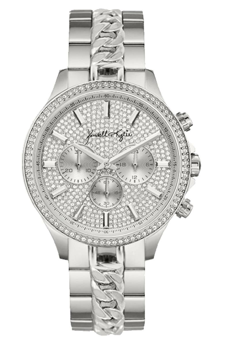 KENDALL + KYLIE Kendal & Kylie Pavé Crystal Chronograph Watch, Main, color,