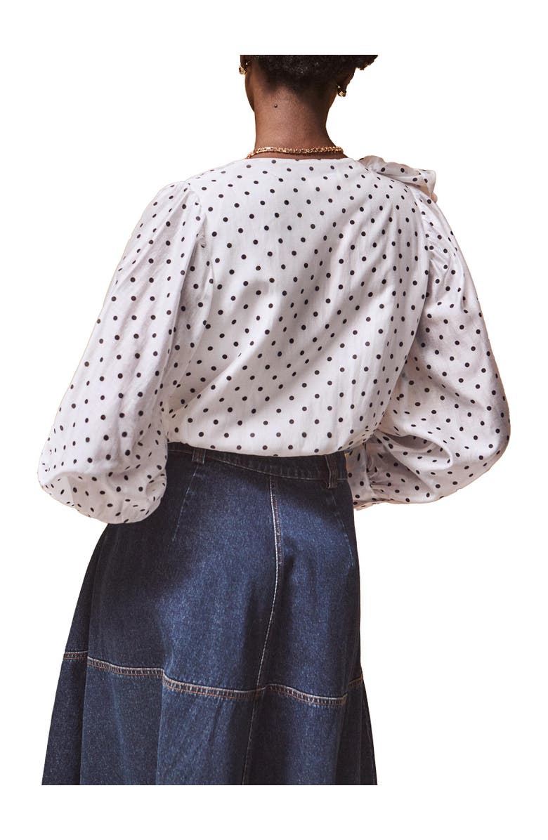 Ro&Zo Mini Spot Frill Detail Bodysuit, Alternate, color, White