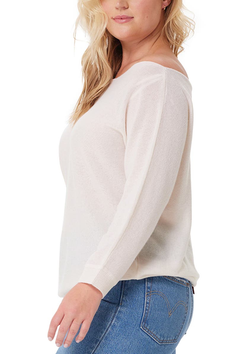 MINNIE ROSE One-Shoulder Cotton & Cashmere Sweater, Alternate, color, White