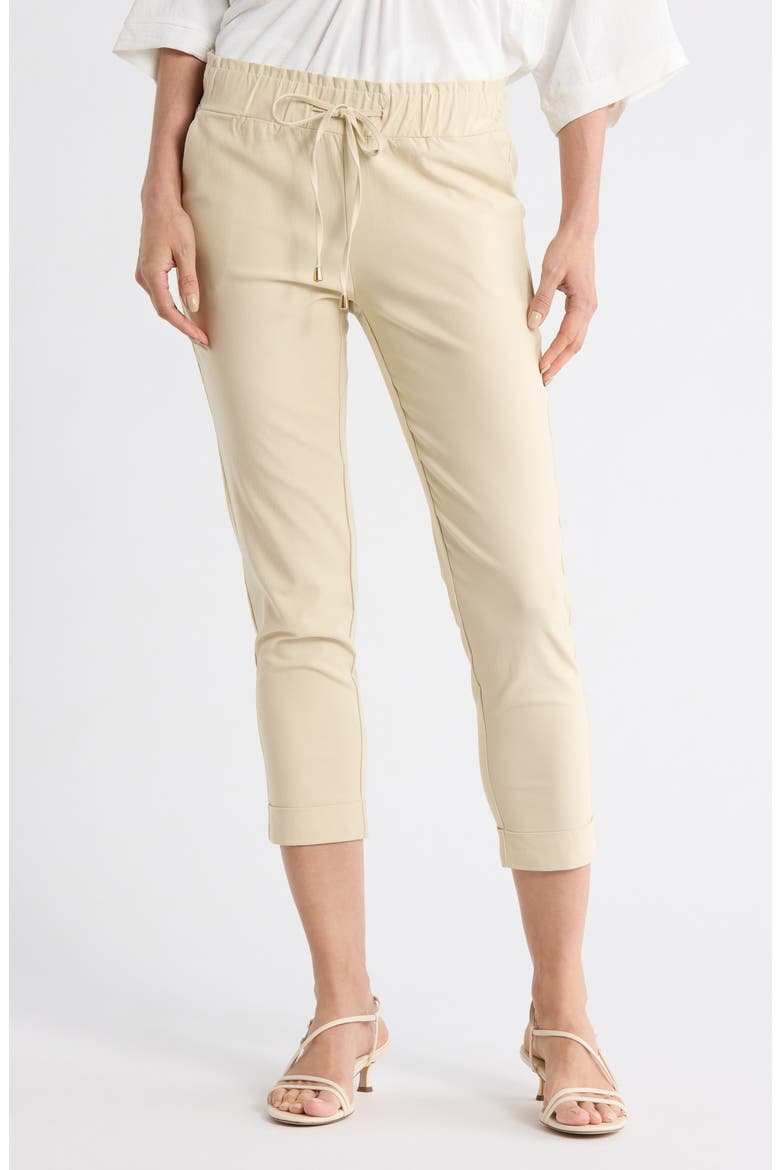 Drawstring Waist Capri Pants, Main, color, KHAKI