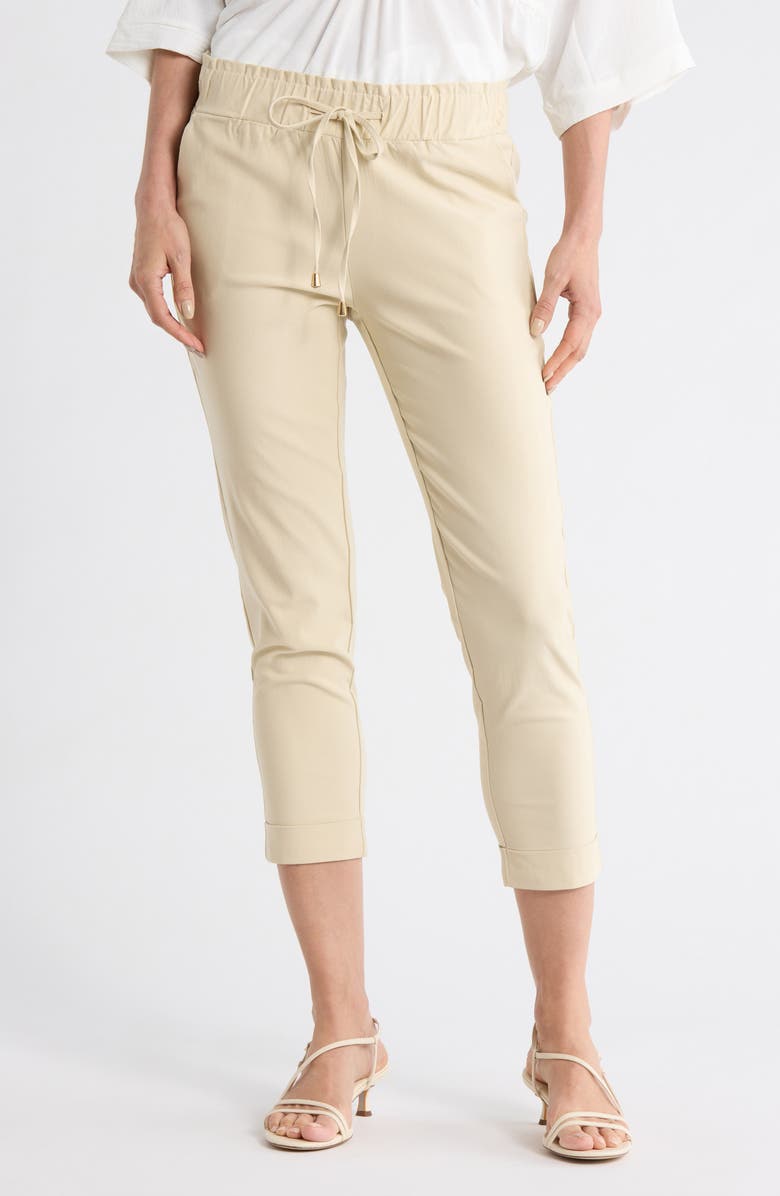 PATRIZIA LUCA Drawstring Waist Capri Pants, Main, color, Khaki