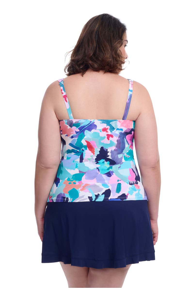 Profile by Gottex Holi Full Figure Center Ruched Tankini Underwire Swim Top, Alternate, color, Blue Multi