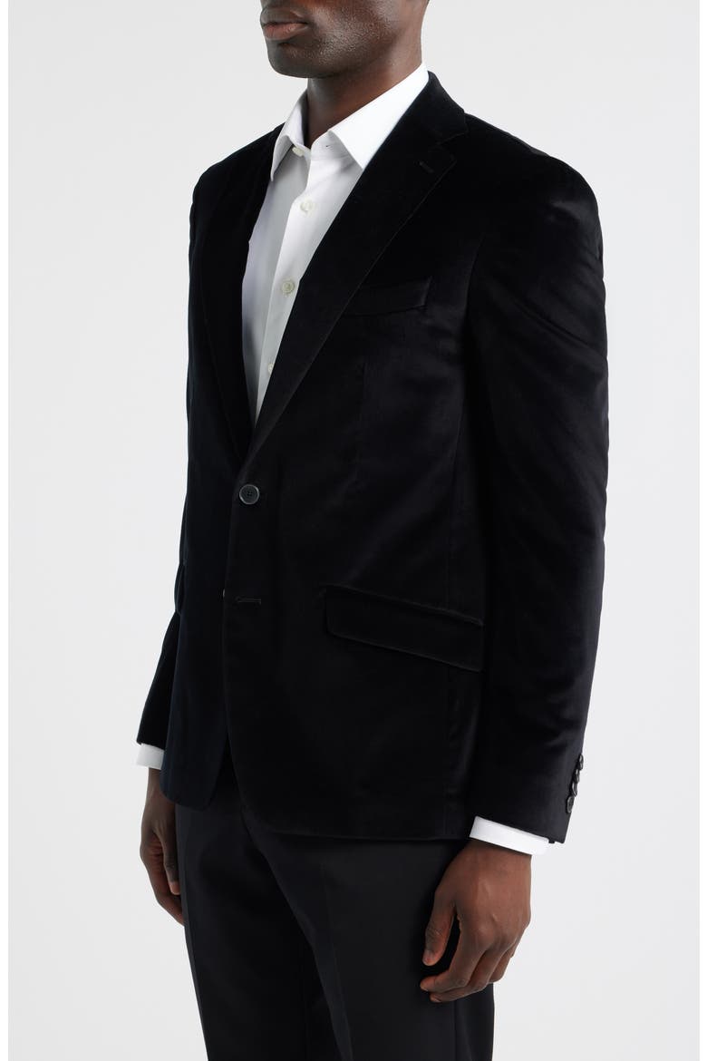 Black Textured Stretch Cotton Sport Coat, Alternate, color, BLACK