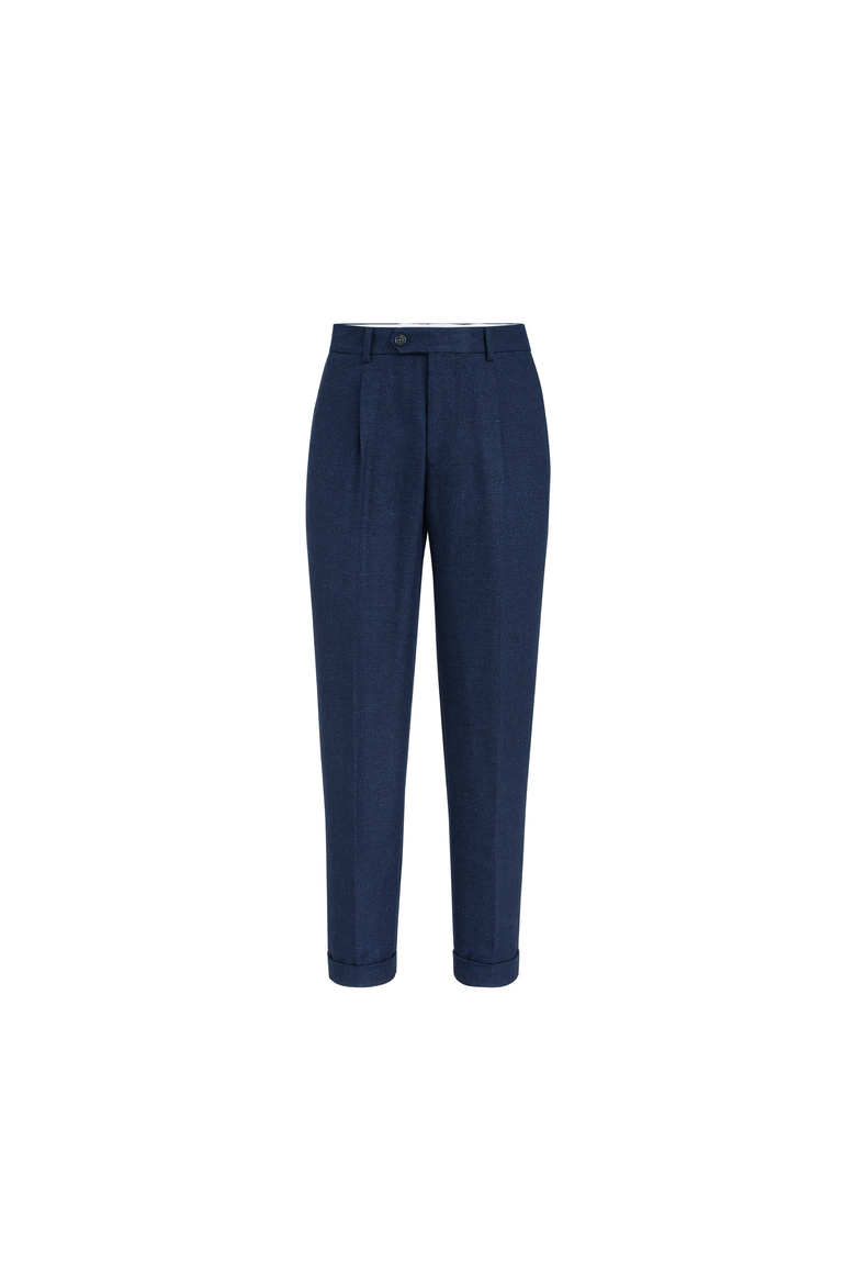 Trousers with pleats, Alternate, color, Navy Blue