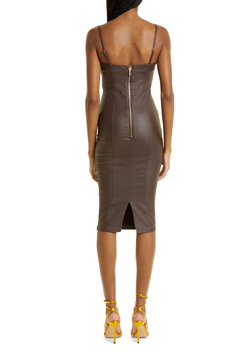 Aiden Coated Denim Body-Con Dress, Alternate, color, COATED BROWN