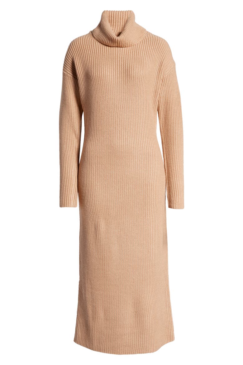 Long Sleeve Turtleneck Sweater Dress, Alternate, color, CAMEL