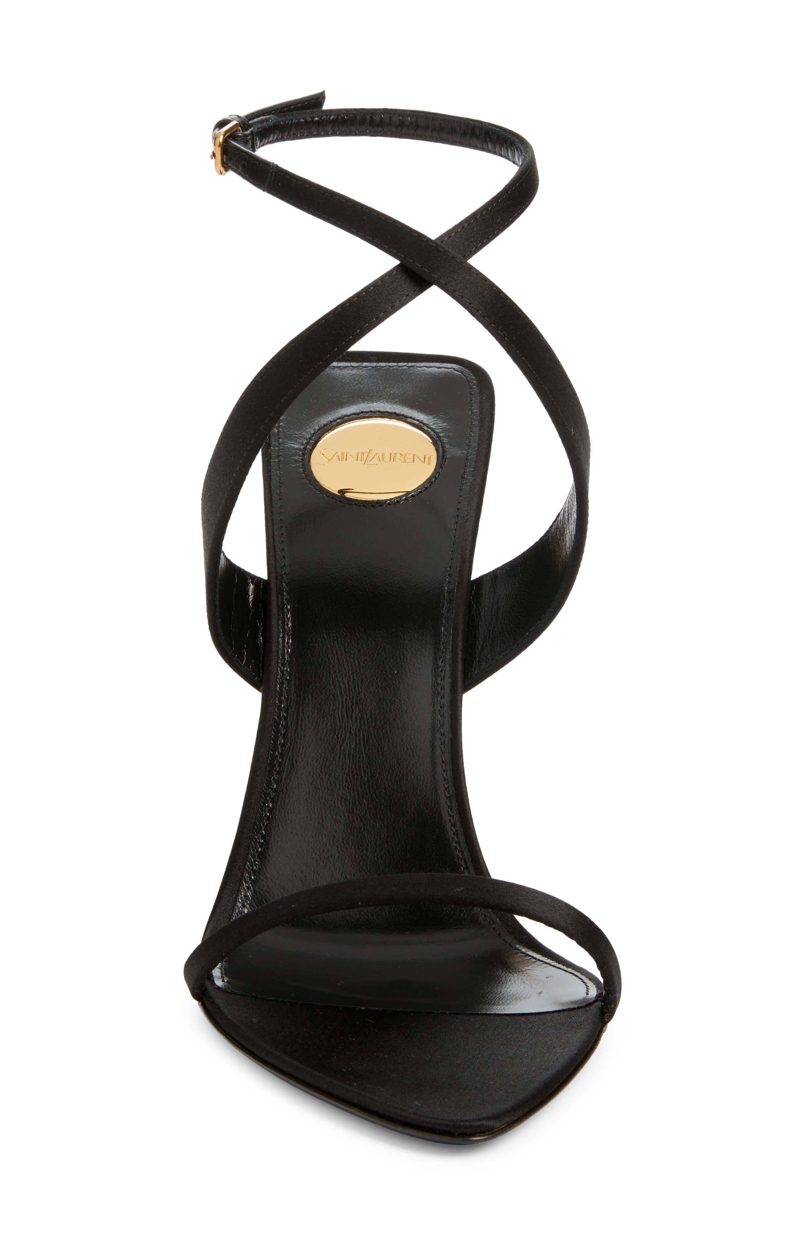 Saint Laurent Sculpted Wedge Sandal, Alternate, color, Noir/ Sun Gold