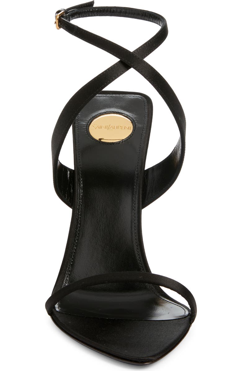 Saint Laurent Sculpted Wedge Sandal, Alternate, color, Noir/ Sun Gold