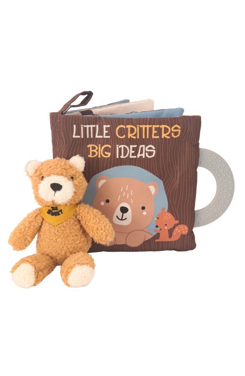 Lambs & Ivy Woodland/Forest Developmental Soft Book & Bear Plush Toy Gift Set, Main, color, Brown