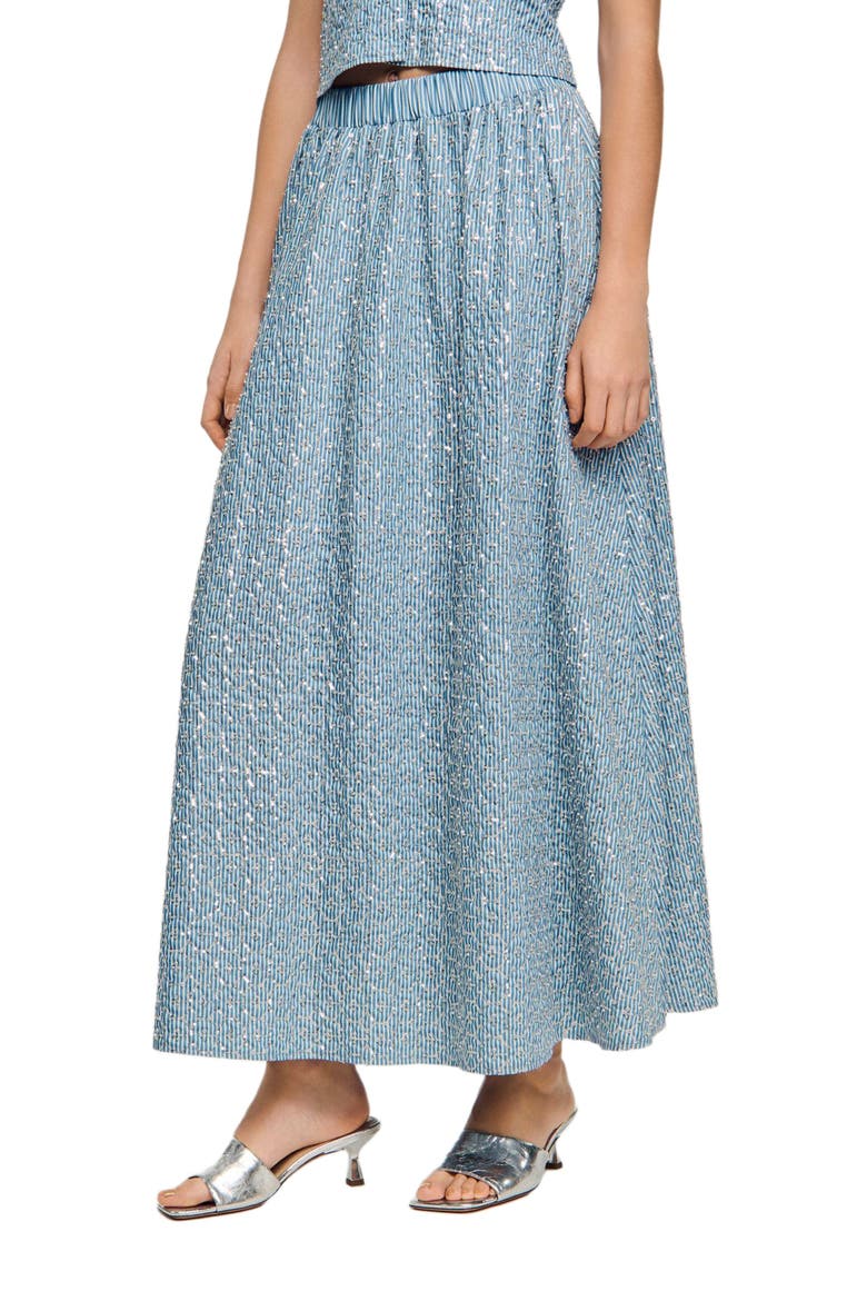 Long sequined skirt, Main, color, Blue