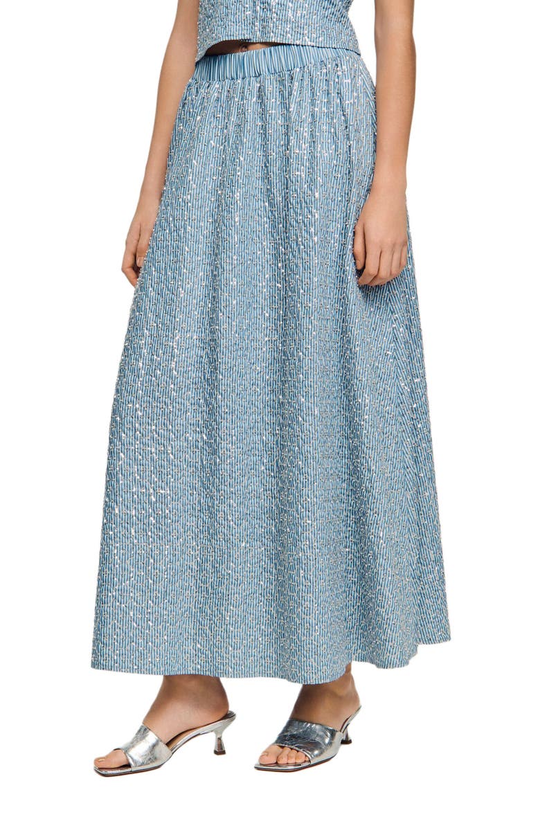SANDRO Long sequined skirt, Main, color, Blue
