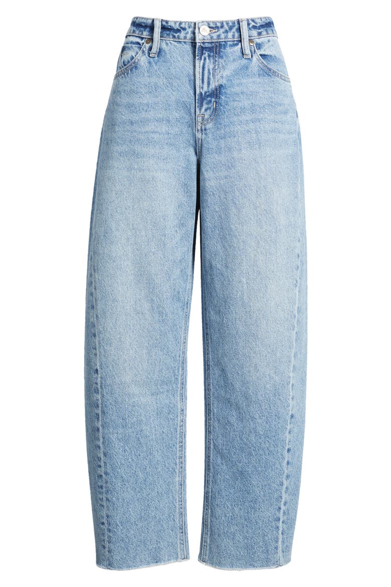 Raw Hem High Waist Ankle Barrel Leg Jeans, Alternate, color, VINTAGE WHISKER