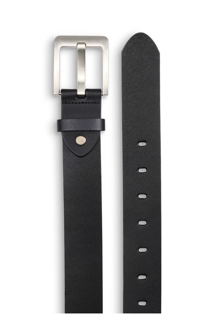 Big & Tall Leather-Stitched Belt, Alternate, color, BLACK
