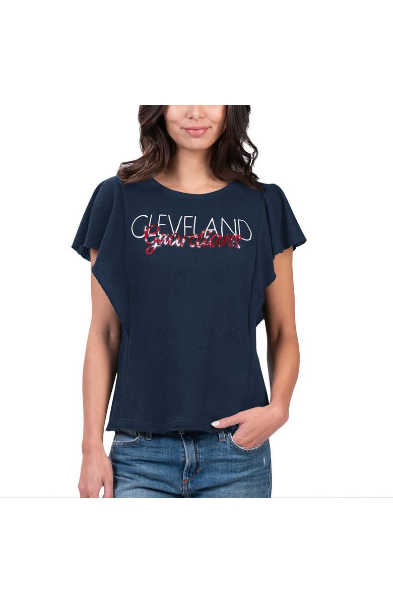 G-III 4HER BY CARL BANKS Women's G-III 4Her by Carl Banks Navy Cleveland Guardians Crowd Wave T-Shirt, Main, color, Navy