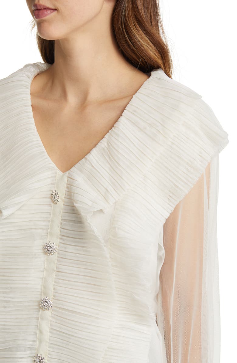NIKKI LUND Gloria Ruffle Cardigan, Alternate, color, Ivory