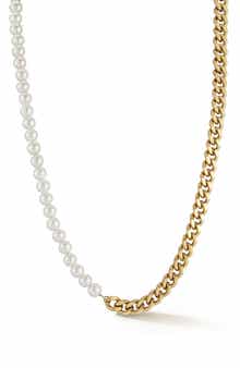 Yield of Men Men's Faux Pearl & Curb Chain Necklace