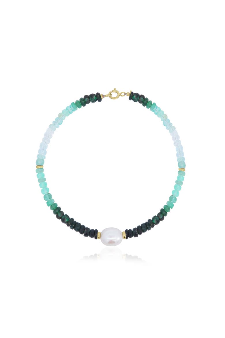 Emerald Ombre Bead Pearl Bracelet, Main, color, Emerald