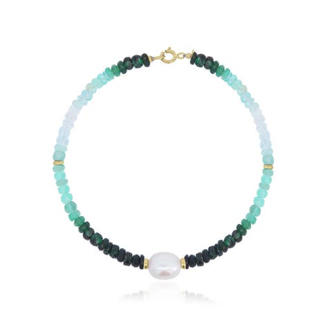 Emerald Ombre Bead Pearl Bracelet